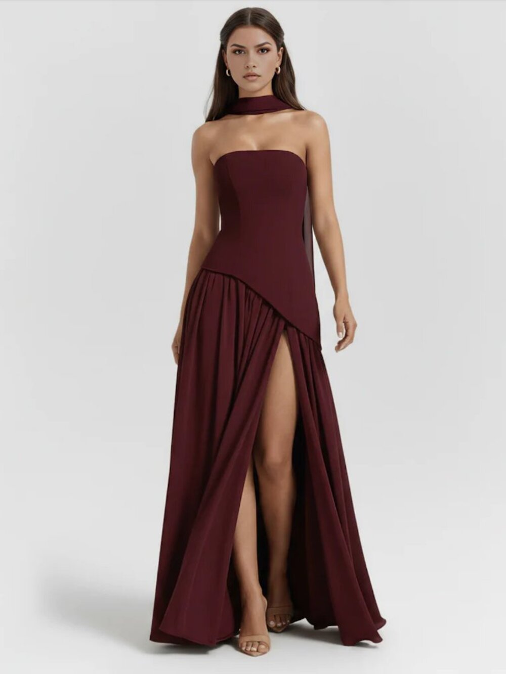 Almond Muse Burgundy Maxi Dress